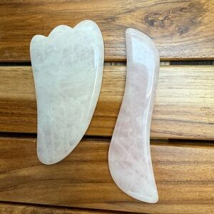 Rose Quartz Gua Sha Wing and Wave Beauty Tools